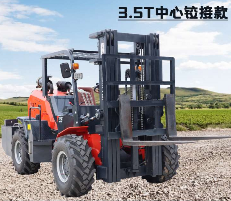 CV-3.5T Knuckle Joint လေးဘီးယက် ဘက်စုံသုံး လမ်းကြမ်း Forklift